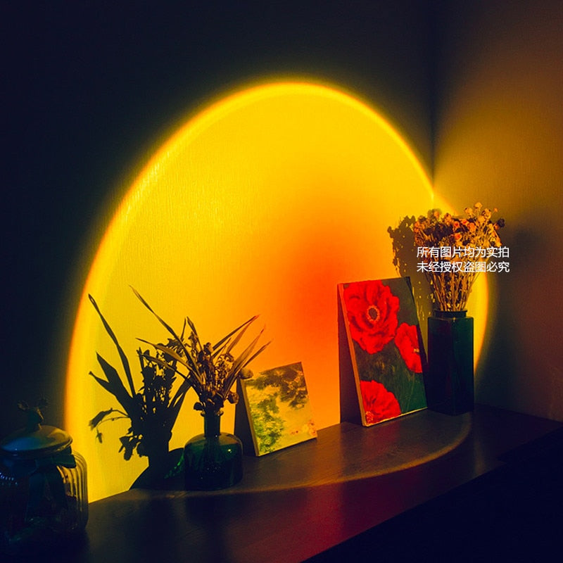 Sunset Projector Lamp Rainbow Atmosphere Led Night Light for Home Bedroom Coffee shop Background Wall Decoration USB Table Lamp