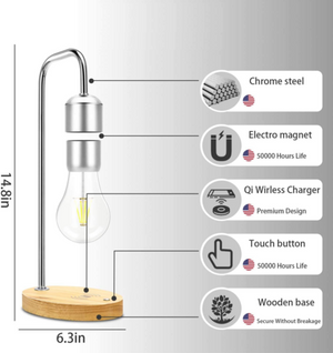 Magnetic Levitating Lamp + Wireless Charger for Phone - Plug Type: US